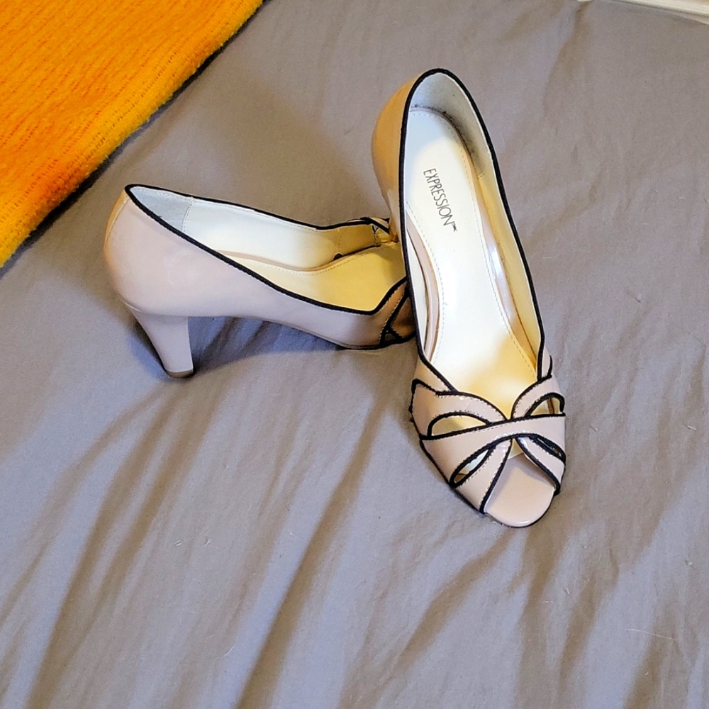 Blush pink, peep toe heel Size 6.5 US